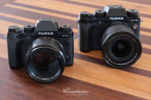 Fujifilm X-T1 und X-T2 fotografiert mit einer X-T3 für einen ISO-Vergleich. Bild mit ISO 1600