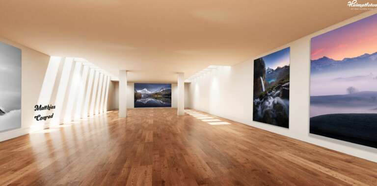 In der virtuellen Kunstaustellung "Zauberhafte Schweiz in Schwarz-Weiß und Farbe" werden Heimatfotos aus der Schweiz von unterschiedlichen Fotografen in einem virtuellen 360° Raum gezeigt